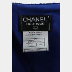 Chanel Blue Tweed Button-Up Jacket And Tweed Skirt Set M