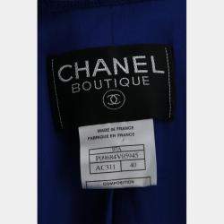 Chanel Blue Tweed Button-Up Jacket And Tweed Skirt Set M