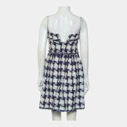 Pre Owned Chanel Black/White Houndstooth Patterned Tube Dress S