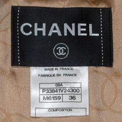  Chanel Brown Woven Wool Round Neck Jacket S