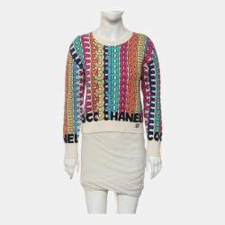 Chanel Multicolour Logo Knitted Cashmere Sweatshirt S