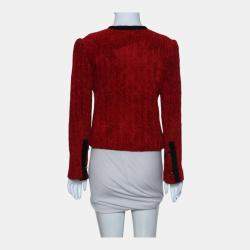 Chanel Red/Black Vintage Velvet Jacket M
