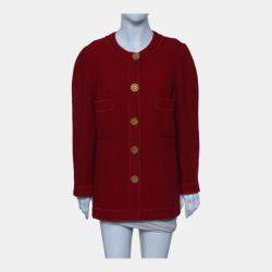 Chanel Red Vintage Button-Up Cardigan L