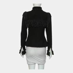  Chanel Black Wool Fringe Jacket M