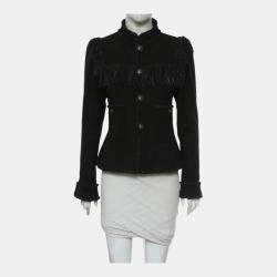  Chanel Black Wool Fringe Jacket M