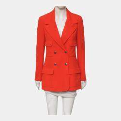 Pre Owned Chanel Red Vintage Double-Breasted Jacket M