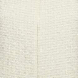 Pre Owned Chanel Ivory White Tweed Cape Fringe Detail Jacket M