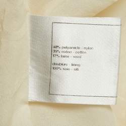 Pre Owned Chanel Ivory White Tweed Cape Fringe Detail Jacket M