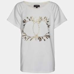 Chanel Cream Cotton CC Logo T-Shirt L