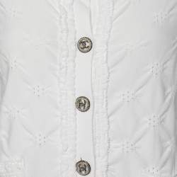 Pre Owned Chanel Cream Viscose Blend Cropped Cardigan S