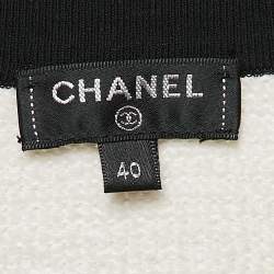 Chanel White Terry Cotton Contrast Trim Cardigan M