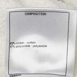 Chanel White Terry Cotton Contrast Trim Cardigan M