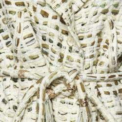 Pre Owned Chanel Cream Tweed Belted Jacket L