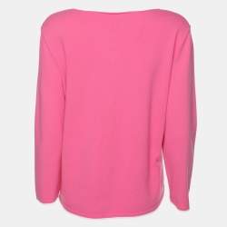 Chanel Pink Stretch Knit Fabric Cardigan M