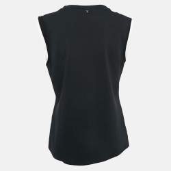 Pre Owned Chanel Black Printed Cotton Sleeveless T-Shirt M