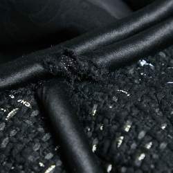Chanel Black Tweed Corded Detail Jacket XL
