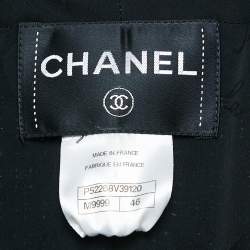 Chanel Black Tweed Corded Detail Jacket XL