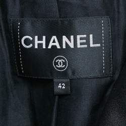 Chanel Black Double Breasted Tweed Oversized Blazer L