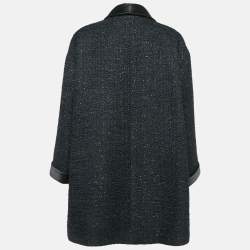 Chanel Black Double Breasted Tweed Oversized Blazer L