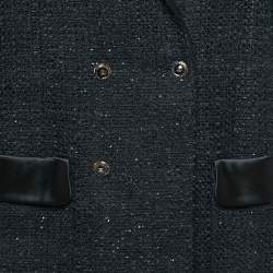 Chanel Black Double Breasted Tweed Oversized Blazer L