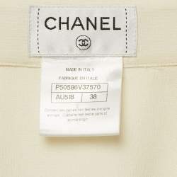 Pre Owned Chanel White Silk Long Sleeve Asymmetric Shirt M