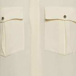 Pre Owned Chanel White Silk Long Sleeve Asymmetric Shirt M