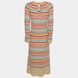 Chanel Multicolor Lurex Striped Knit Long Sleeve Dress M