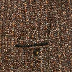 Chanel Vintage Brown Tweed Open Front Coat L