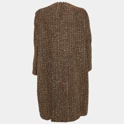 Chanel Vintage Brown Tweed Open Front Coat L