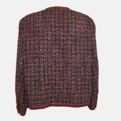 مملوكة مسبقًا Chanel Vintage Burgundy Tweed Open Front Jacket L