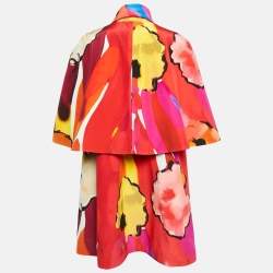 Pre Owned Chanel Multicolor Printed Silk Crepe De Chine Cape and Dress Set S