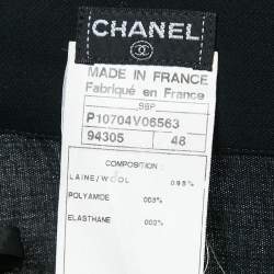 Pre Owned Chanel Vintage Black Wool Knee Length Skirt XL