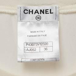Chanel Ivory Camellia Quilted Silk Top S