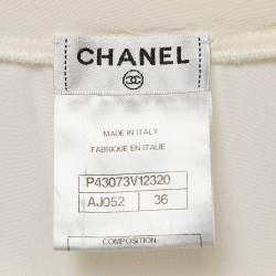 Chanel Ivory Camellia Quilted Silk Top S