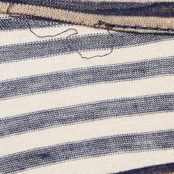 Chanel Blue/Pink Striped Jersey CC Bow Detail T-Shirt S