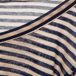 Chanel Blue/Pink Striped Jersey CC Bow Detail T-Shirt S