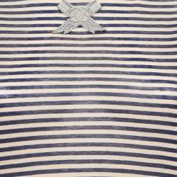 Chanel Blue/Pink Striped Jersey CC Bow Detail T-Shirt S