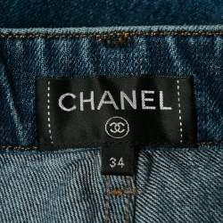 Chanel Blue Spray Painted Denim Jeans S Waist 26"