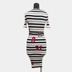 Chanel White/Black Silk84% Elastine16% Knit Dress Size 36