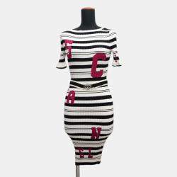 Chanel White/Black Silk84% Elastine16% Knit Dress Size 36