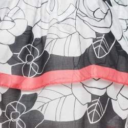 Pre Owned Chanel White/Pink Floral Print Cotton Gathered Neck Top S
