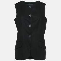 Pre Owned Chanel Black Wool Single Breasted Vest L