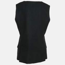 Pre Owned Chanel Black Wool Single Breasted Vest L