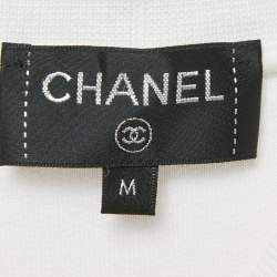 Chanel White Cotton Knit Logo Applique Detail Sweatshirt M
