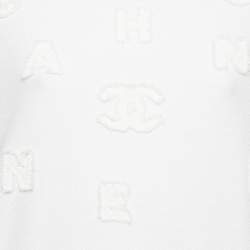 Chanel White Cotton Knit Logo Applique Detail Sweatshirt M