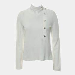 Chanel White Cotton Long Sleeve Top FR Women 38