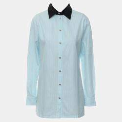 Chanel Blue Cotton Stripes Shirt FR Women 34