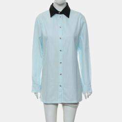 Chanel Blue Cotton Stripes Shirt FR Women 34