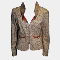 Chanel Salmon Boucle Zipped up Wool Jacket