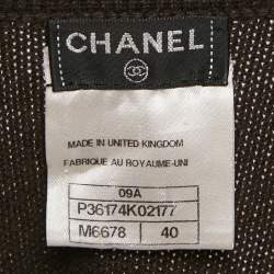 Chanel Brown Cashmere Button Front Lurex Contrast Cardigan M